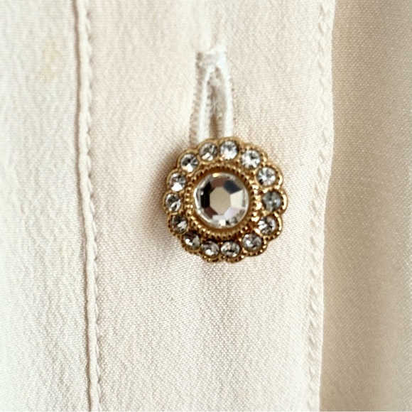 Escada silk blouse. Off white, lace , rhinestones s golden buttons . - Picture 3 of 4